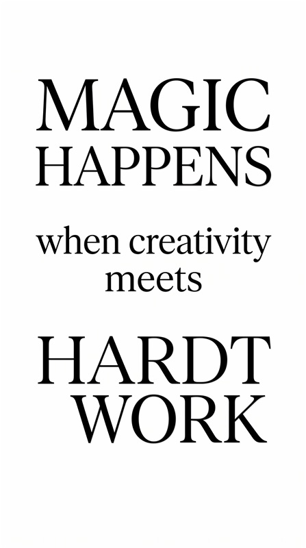 Magien Opstår med Kreativitet og Arbejdsomhed - Fang essensen af kreativitet med denne inspirerende plakat. 'MAGIC HAPPENS' minder os om, at stort arbejde og inspiration går hånd i hånd. En perfekt tilføjelse til dit kontor eller kreative rum.