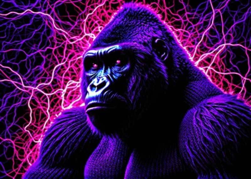 Neon Gorilla: Futuristisk Kunstværk - Oplev det imponerende billede af en gorilla i neonlys, der fanger blikket med sine intense farver og futuristiske udtryk. Dette kunstværk bringer liv og energi ind i ethvert rum, perfekt til dem der ønsker noget unikt og iøjnefaldende.