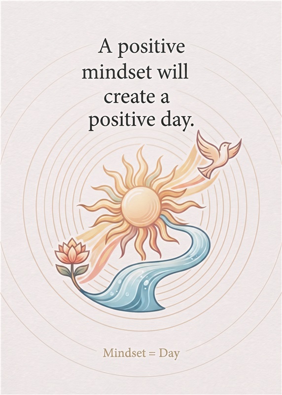 Positiv Tankegang for en God Dag - Denne inspirerende plakat minder os om, at en positiv tankegang kan skabe en god dag. Med sit lyst og indbydende design bringer den optimisme og ro ind i ethvert rum. Perfekt til kontoret eller stuen for at hjælpe med at opretholde en positiv atmosfære.