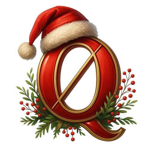 Juledekorativt Q med nissehue