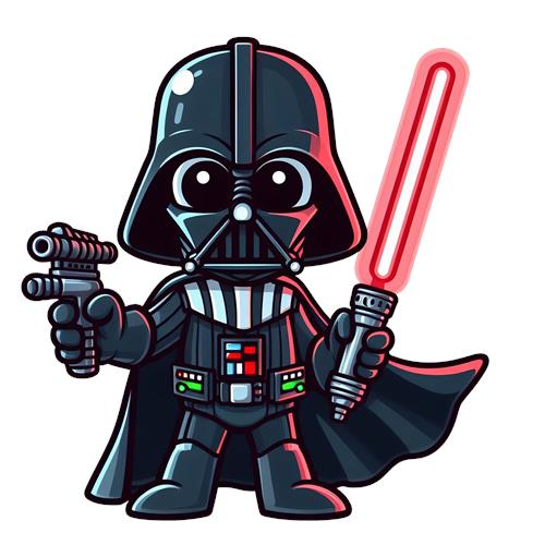 Kawaii Darth Vader med lyssabel