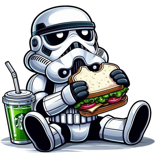 Stormtrooper med Sandwich og Drik