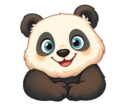 Sød tegneserie panda med smil