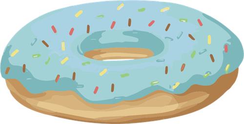 Farverig glasur donut med drys