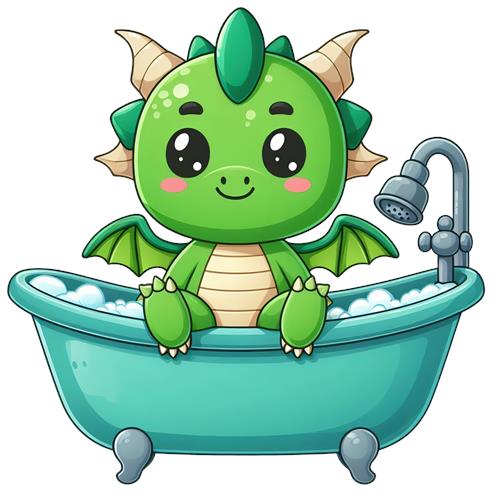 Kawaii Drage i Badekar