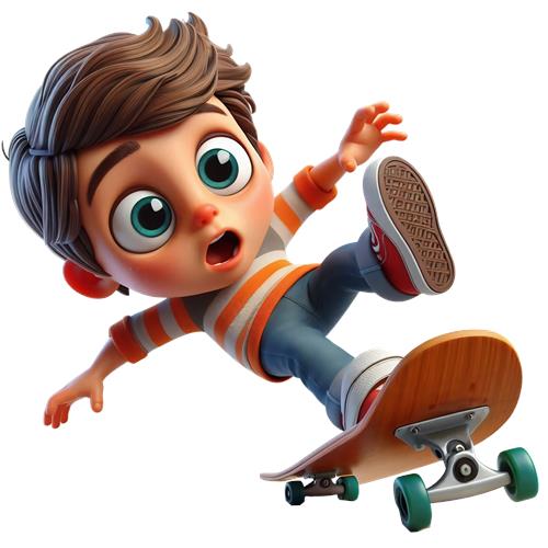 Dreng på skateboard i aktion