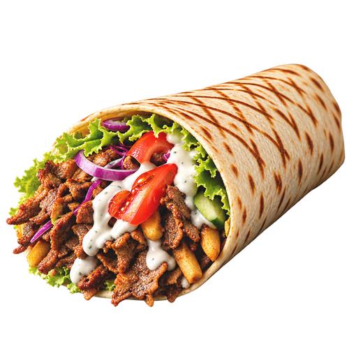 Kebabwrap med grøntsager og dressing