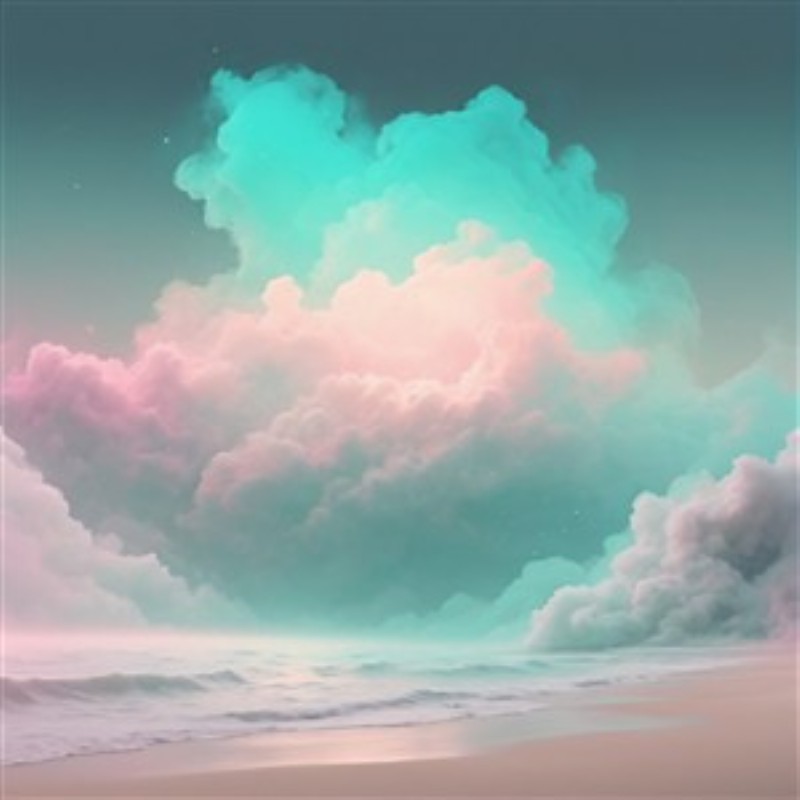 Drømmende Pastelskyer ved Havet - Oplev skønheden ved disse drømmende skyer i lette pastelnuancer, der indhyller havet i en beroligende atmosfære. Dette maleri tilføjer en drømmende elegance til ethvert rum og skaber en følelse af ro og harmoni.