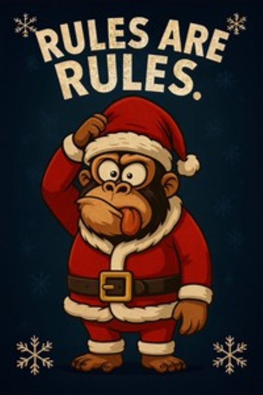 Sjov abe i julemandkostume - Oplev den legesyge juleaften med denne humoristiske abe iført julemandkostume. Det perfekte kunstværk til at bringe glæde og liv til dit hjem i juletiden.