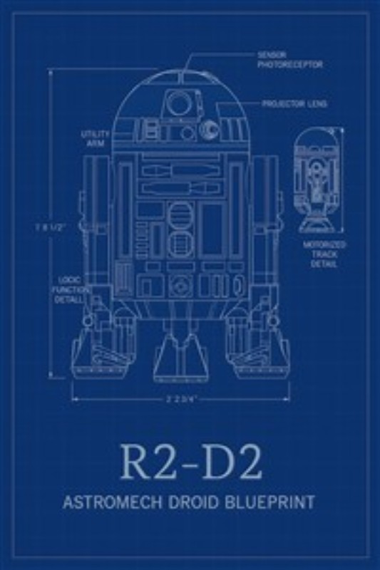 R2-D2 Blueprint: Star Wars Design - Få en del af Star Wars-universet ind i dit hjem med denne detaljerede blueprint-tegning af R2-D2. Det tekniske design skaber en futuristisk atmosfære, perfekt til enhver fan af galaksens teknik og eventyr.