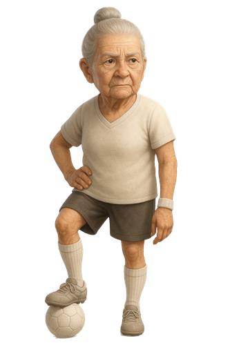 Sporty Old Lady with Soccer Ball