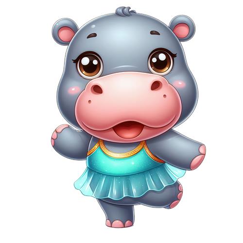 Sød Hippo i Danseoutfit