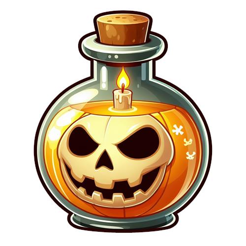Halloween Potion with Skull and Candle